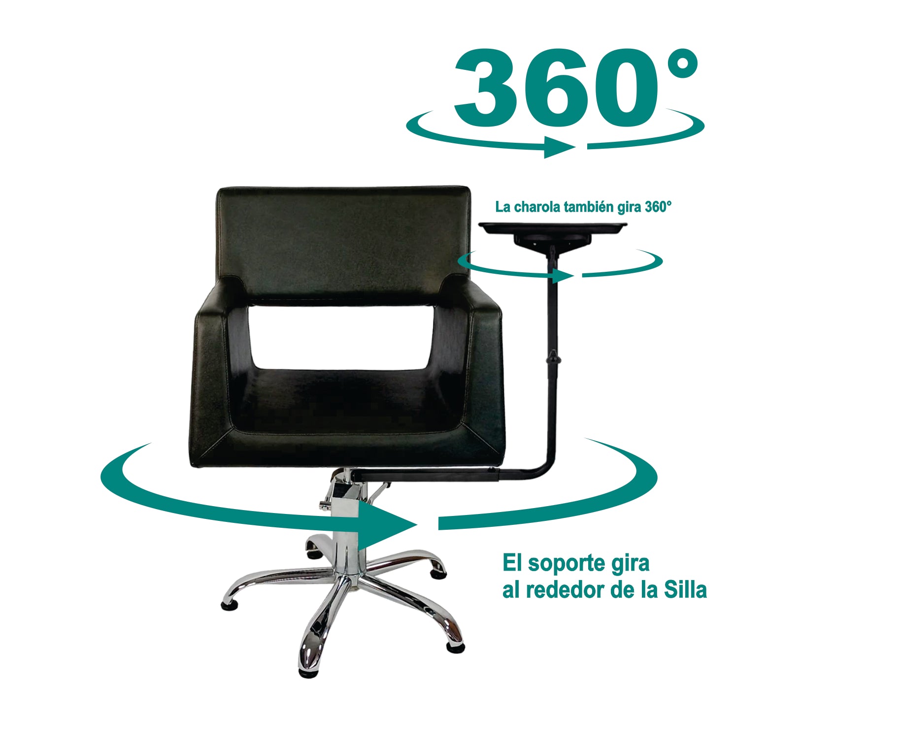 Charola Metálica Giratoria para Silla Corte y Barbero Letmex  BM200