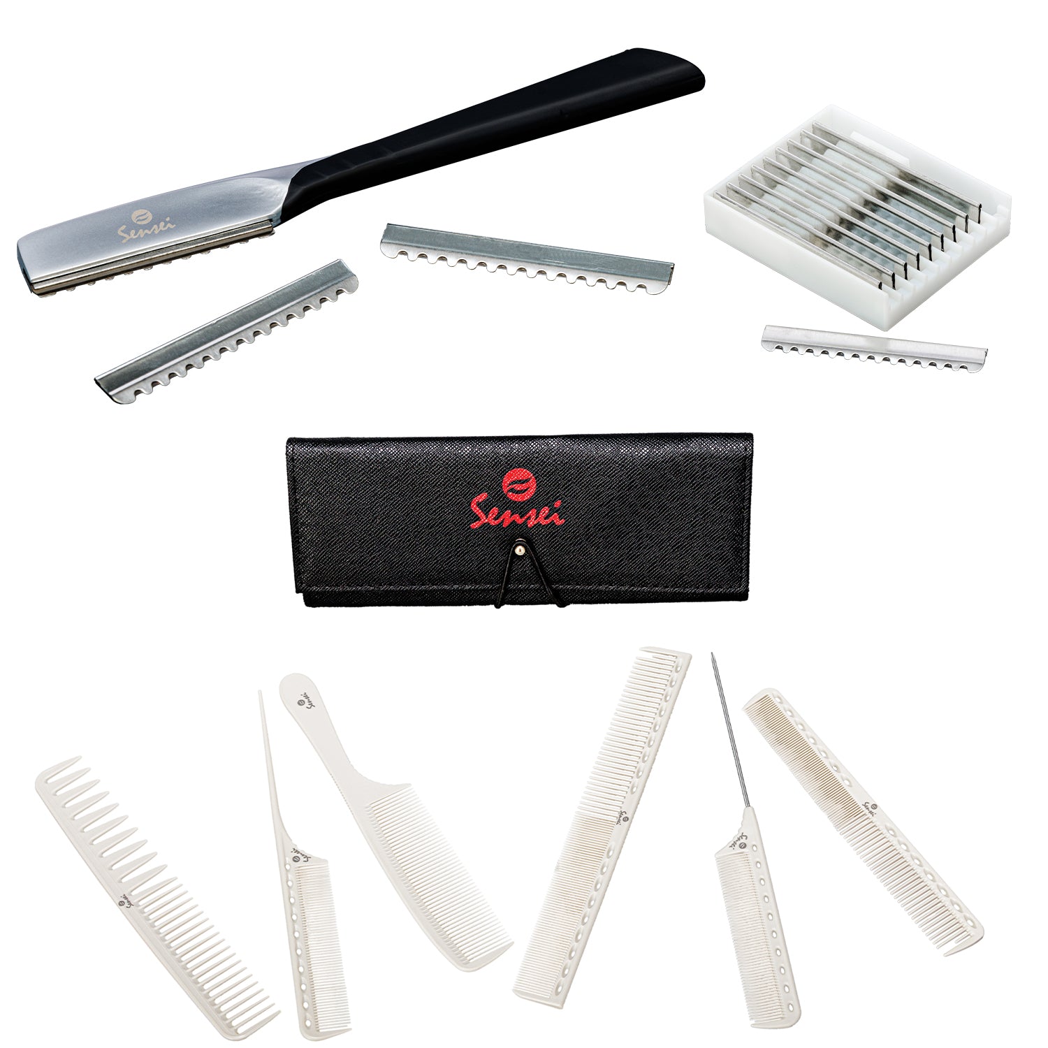 Combo Para Barberia Estilista Peines y Porta Navaja Sensei
