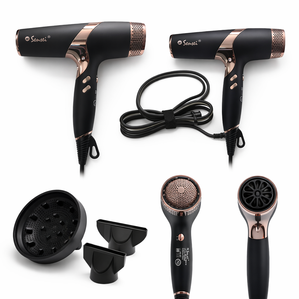 Secadora De Cabello Profesional Chronos Turbo Gold Rose Air Sensei