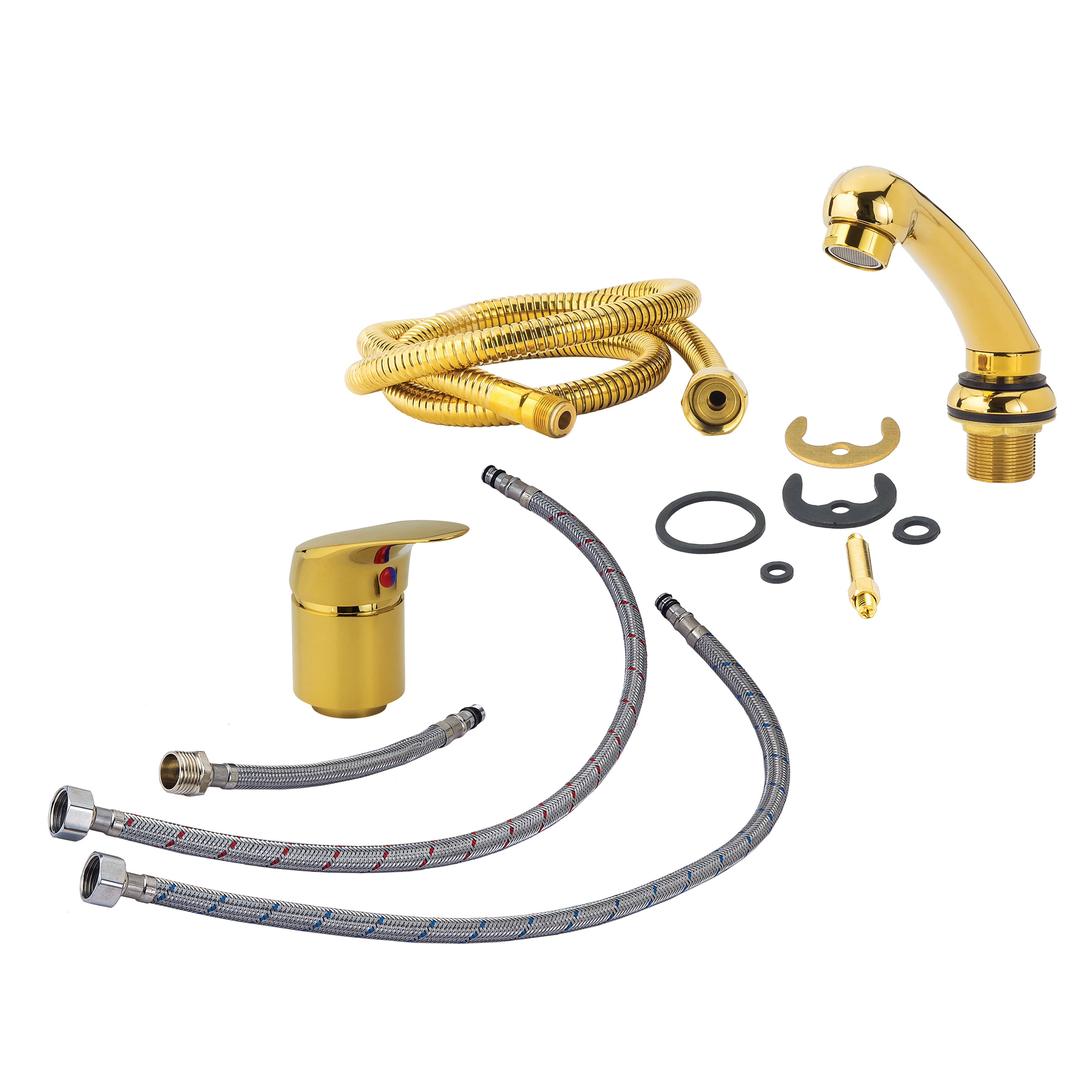 Regadera con manguera y mezcladora monomando Dorado  Letmex X-601G