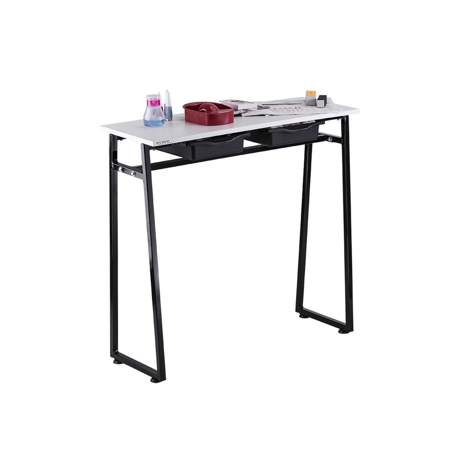 Mesa Portátil Manicure Con Cajones Andes Metálica Negro / Blanco Letmex *EXCLUSIVO ONLINE*