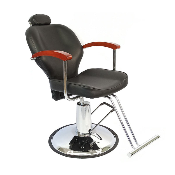 Silla Corte Reclinable LET-2201N marca LETMEX para estética de corte  con base oval silla barbero
