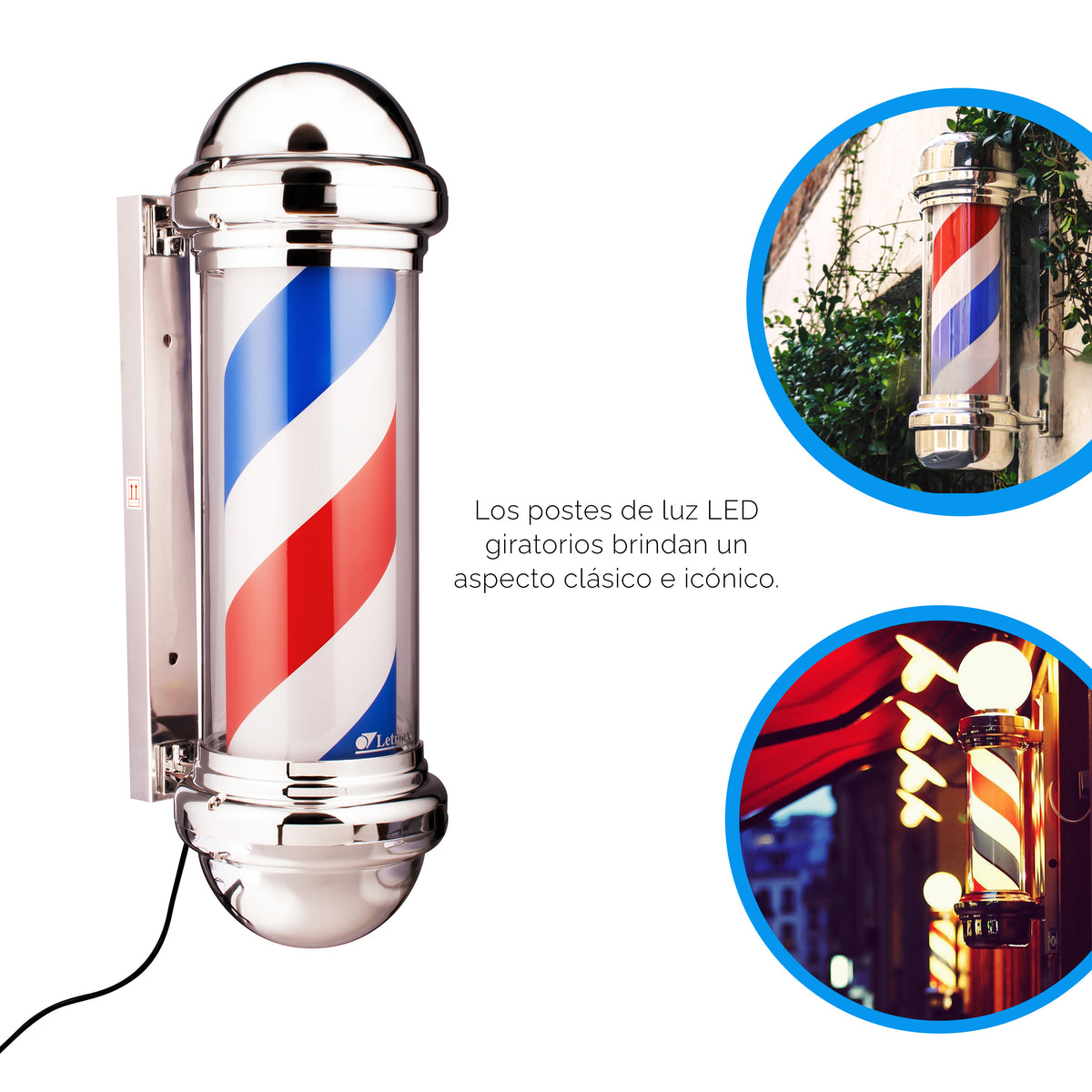 Poste Caramelo Barbería Giratorio CARAMELO3 Letmex