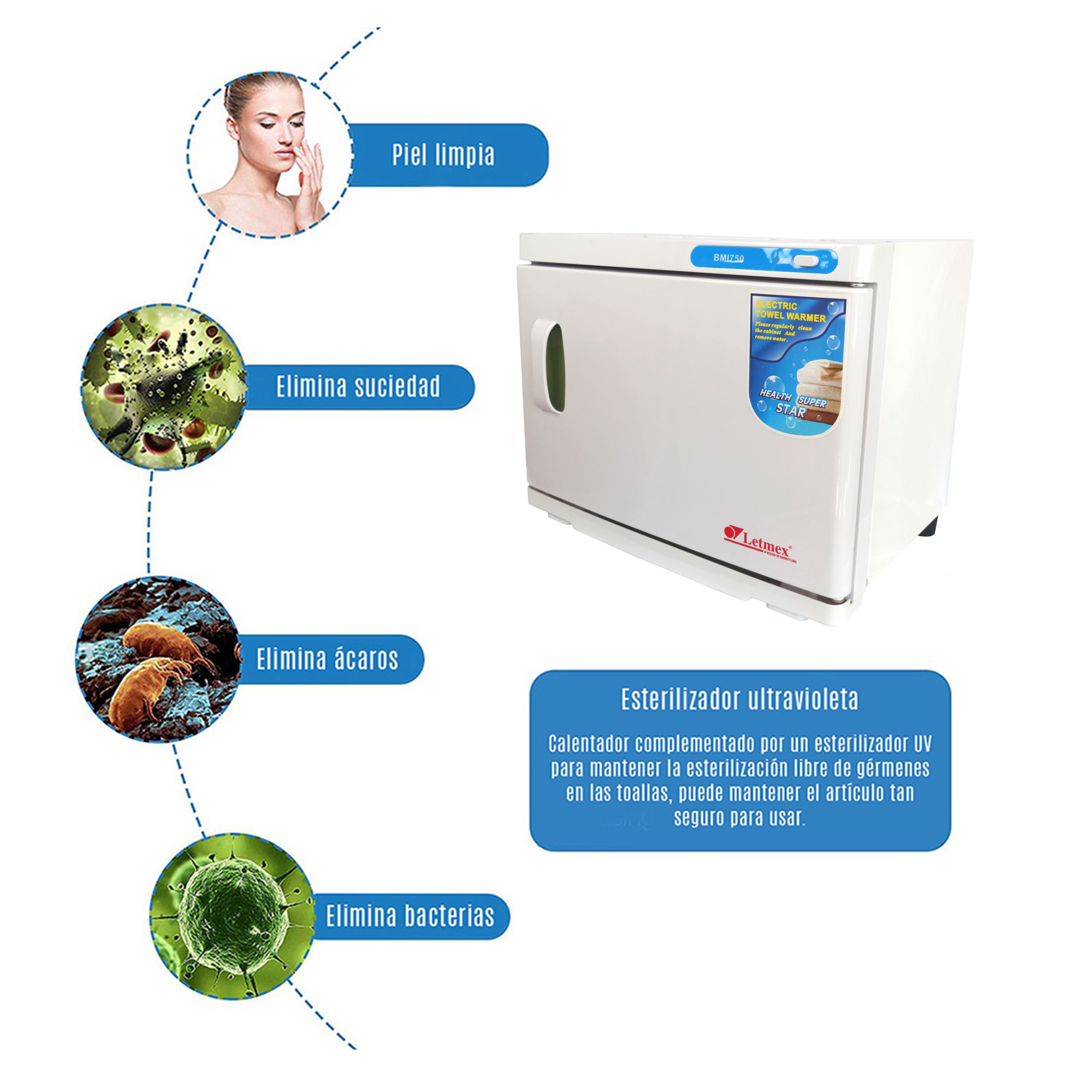 Calentador De Toallas Con Lámpara UV BM1750GDE Letmex