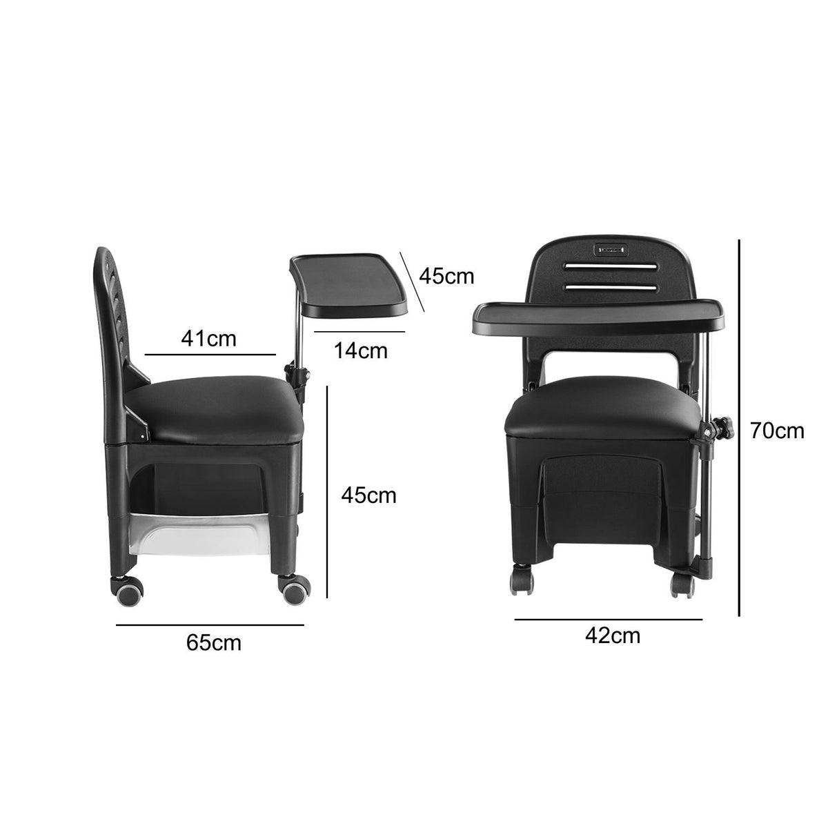 Mesa Portátil Manicure Negra 450 Bari Con Ruedas Letmex