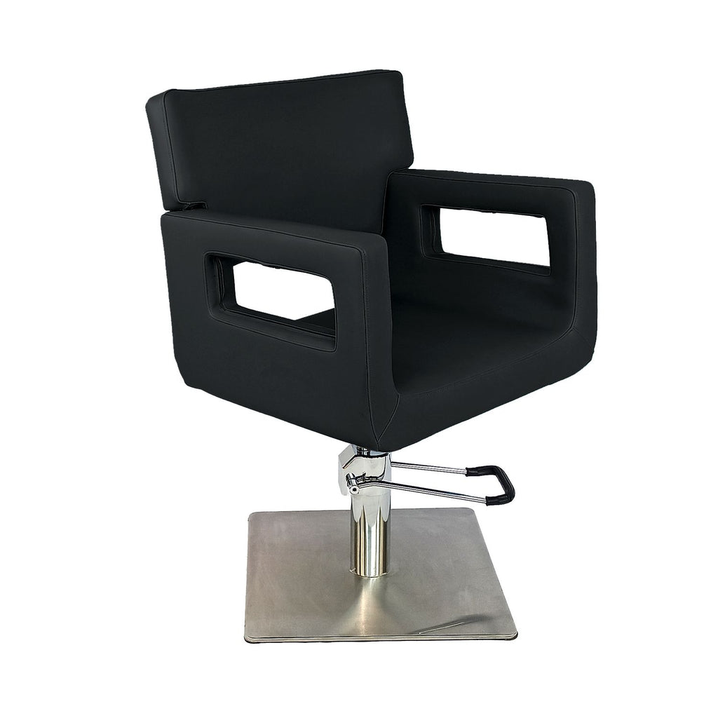 Silla B123 marca LETMEX color Negro para estetica de corte con cuadrada silla barbero