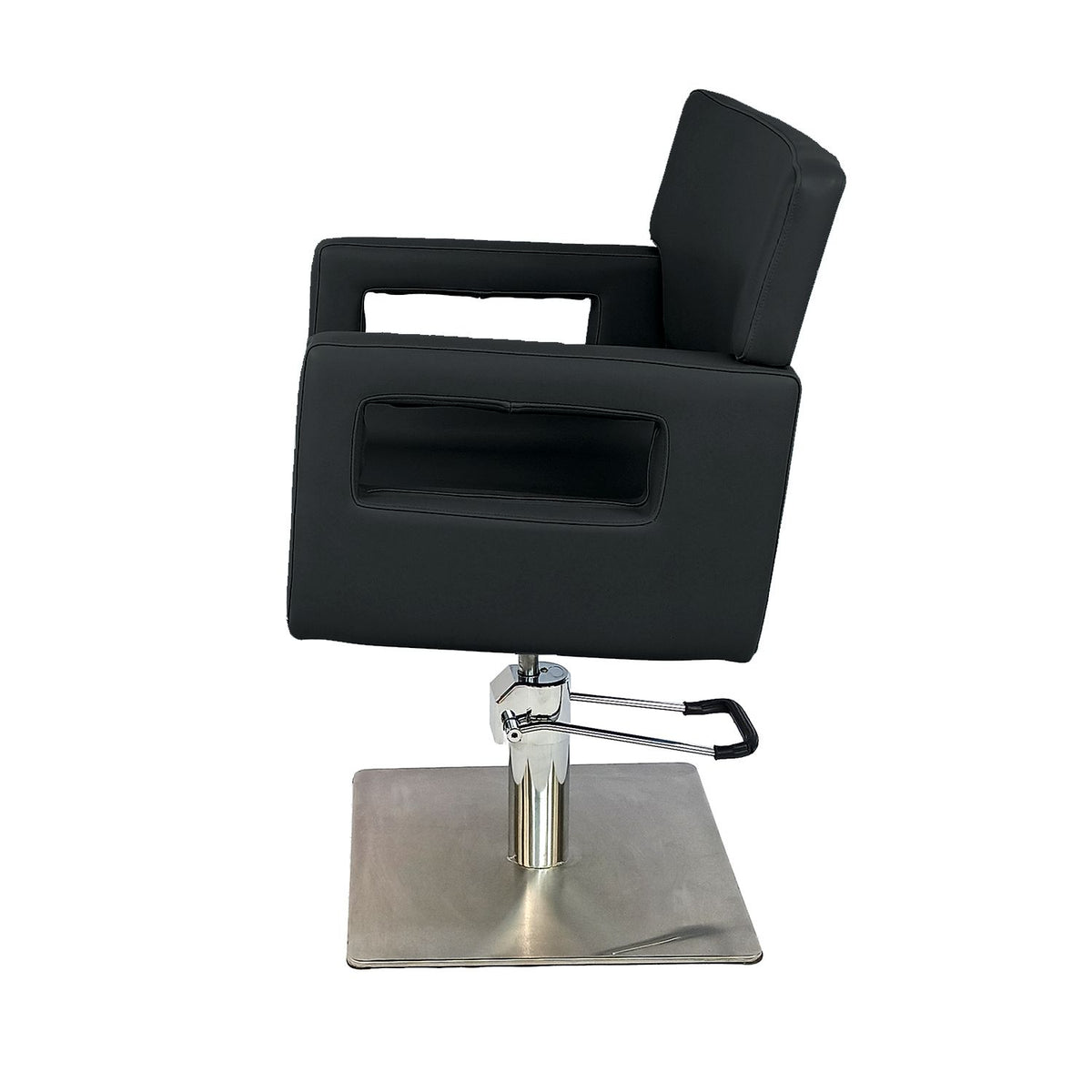 Silla B123 marca LETMEX color Negro para estetica de corte con cuadrada silla barbero
