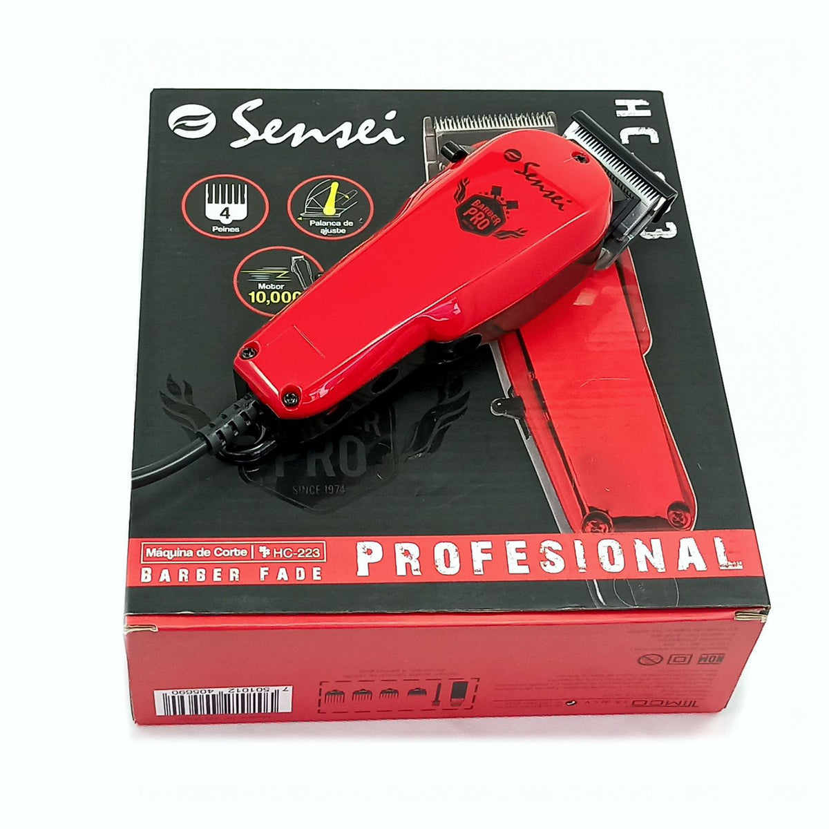 Maquina Recortadora Alámbrica Profesional Sensei Roja HC-223