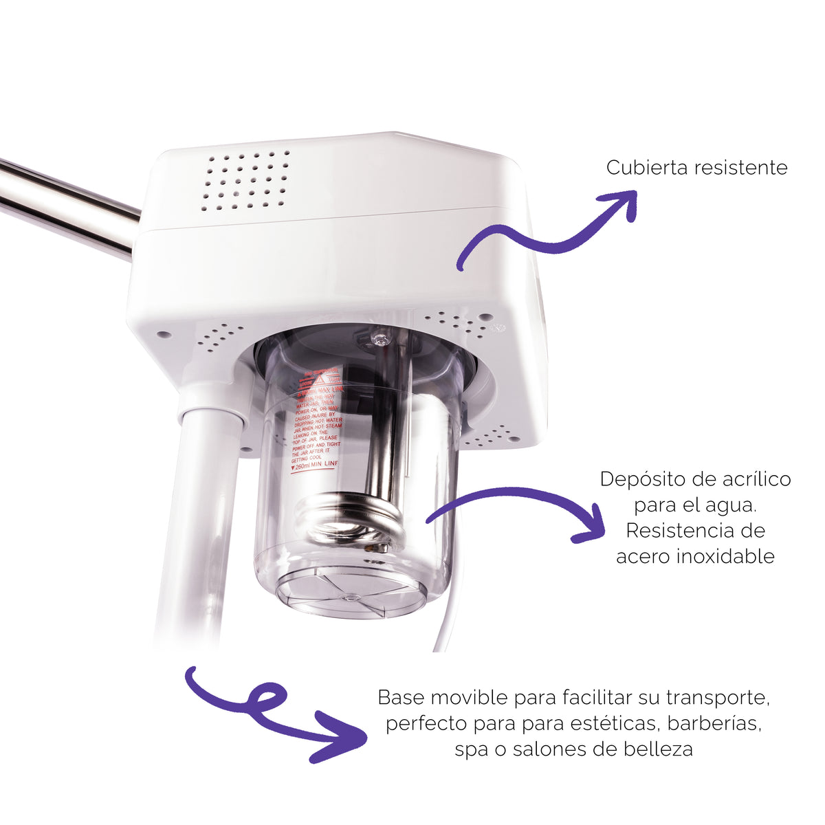 Vaporizador Facial Ozono con Lupa y Luz Led BM3058 Letmex