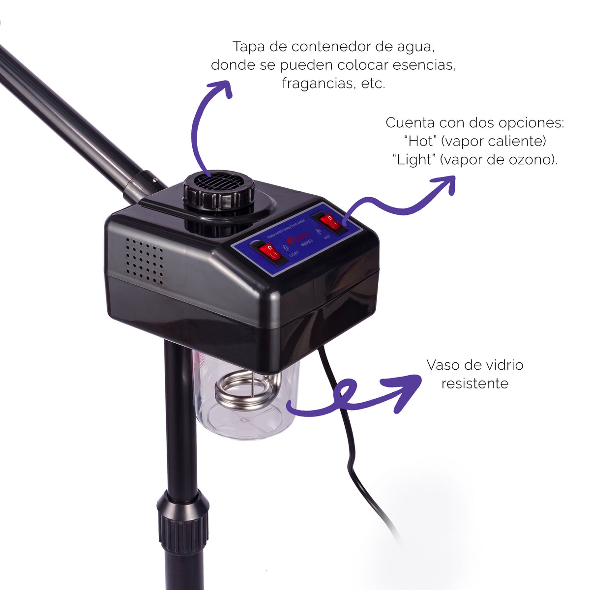 Vaporizador Facial Negro BM3053B Letmex